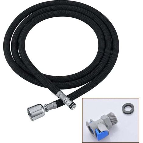 Black Kitchen Faucet Replacement Hose M15 x 1mm x G1/2 Expandable Kitchen Sink Faucet Hose with Quick Connect 150cm Nylon Hose/1.5m Black Loop (1/5)