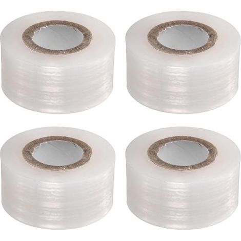 4 rouleaux de ruban de greffage pour arbres fruitiers 3 cm x 120 m, outil de jardinage élastique en PE pour plantes, film auto-adhésif floral pour arbres à fleurs, blanc (1/5)