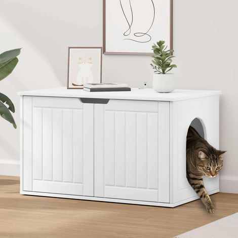 Cat House White 85 x 55 x 50.5 cm Engineered Wood vidaXL (1/5)