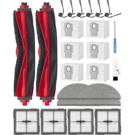 24-teiliges Zubehörset für Roborock Q10 X5+ Saugroboter, Ersatzteile mit 2 Hauptbürsten, 6 Seitenbürsten, 4 HEPA-Filtern, 6 Staubbeuteln, 4 Moppaufsätzen, 1 Reinigungsbürste (1/5)