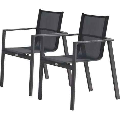 ALU-MIAMI - Lot de 2 fauteuils de jardin empilables en aluminium  - DCB GARDEN