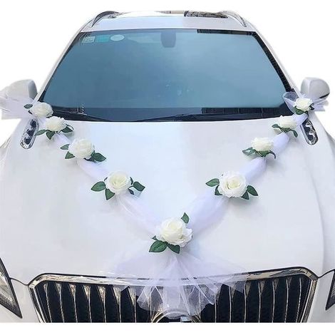 11 Fleurs Simulation Rose Blanche 2 PCS 1.6 m Gaze De Mariée De Mariage De Voiture Décoration De Mariage Banquet Décoration (1/4)