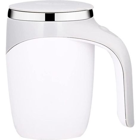 Mug auto-mélangeur de 380 ml avec couvercle, tasse à café magnétique automatique en acier inoxydable pour café, lait, cacao et chocolat chaud. (1/4)