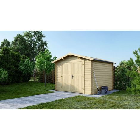 Altanka – Abri de jardin bois 9m² – Dimensions 3x3m – Épaisseur 28mm – Type de bois sapin – Double porte battante – Toit à deux pentes (1/9)