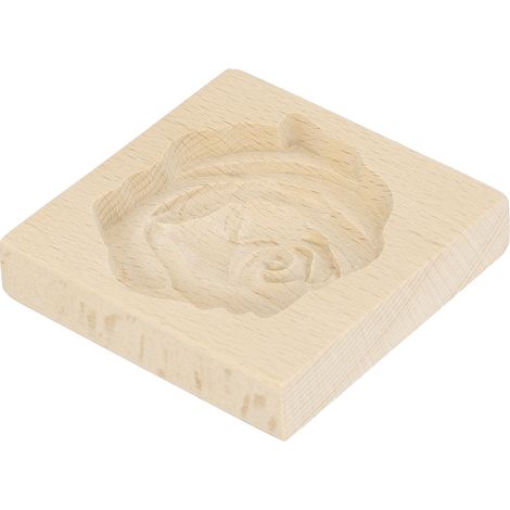 Moule à biscuits en bois à démouler facilement, réutilisable et lavable, avec emporte-pièce sculpté en forme de rose, idéal pour la pâtisserie maison. Motif : Rose. (1/5)