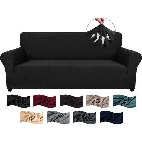 Elastischer Sofabezug 3 Sitzer, Jacquard Couchüberzug mit Armlehnen, rutschfest & waschbar (1/5)