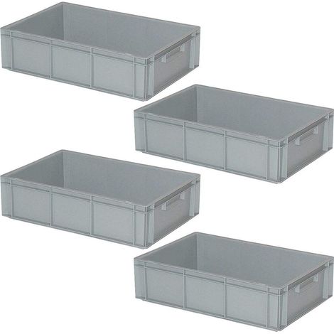 BRB Lot de 5 conteneurs Euro avec 2 poignées, 600 x 400 x 170 mm, 32 l, gris