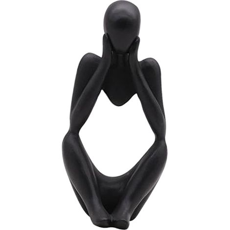 La Statue du penseur, Résine Penseur Sculpture Abstraite Statue Caractère Moderne Figurines Accueil Décor Bureau de Bureau Ornement d'anniversaire Cadeaux Noir