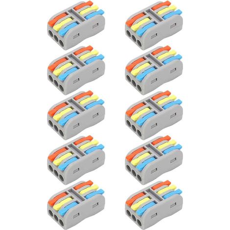 10 mini connecteurs à levier (3 entrées, 3 sorties) pour allumage rapide, 250 V (1/4)