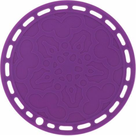 Set di 3 sottobicchieri rotondi in silicone di grandi dimensioni per tavoli e pentole, versatili e disponibili in vari colori, tra cui il viola. (1/5)