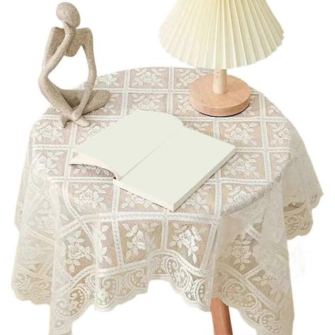 Nappe élégante en dentelle de polyester pour table à manger, facile à nettoyer, idéale pour la maison, les cafés et les petites réceptions. (1/5)