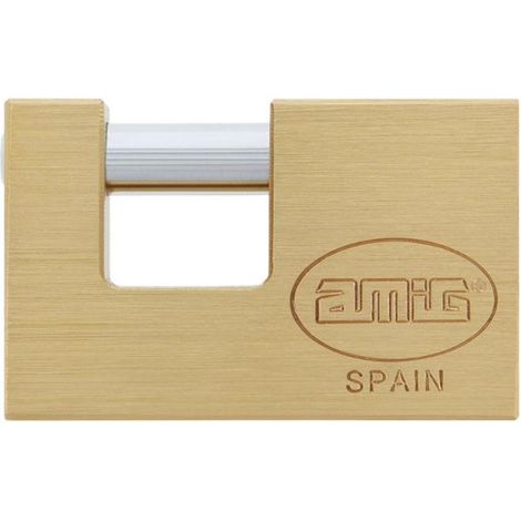 AMIG candado seguridad laton 2000/90 llaves iguales , Candado rectangular Mod.2000, 2069. De llaves iguales en latón con barra tratada de acero. Incluye dos llaves. Cierre de bola.