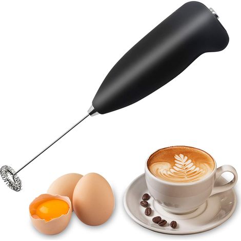 Mini fouet à lait électrique ménager, fouet à œufs créatif en acier inoxydable (noir)