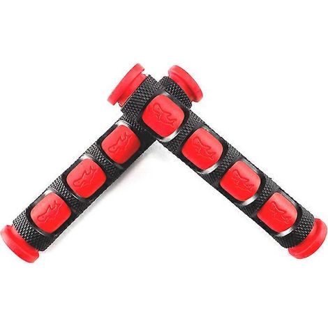 Gants de guidon pour trottinette électrique et moto, avec poignée de frein, klaxon et manchons en caoutchouc antidérapants, confortables et résistants, polyvalents (modèle à doigts rouges et noirs). (1/5)