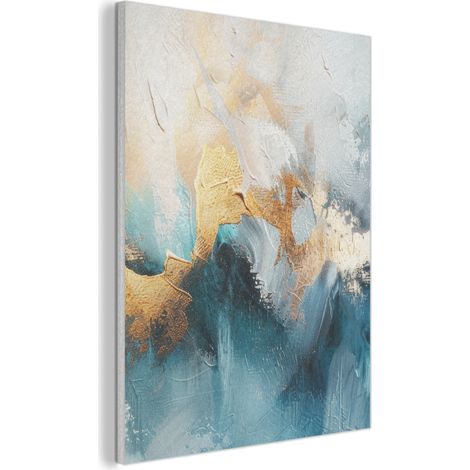 Acoustic Felt Wall Art Abstract - Art - Gold - Blue 60x80 cm