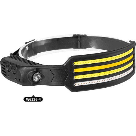 Lampe frontale à détecteur de mouvement - Lampe frontale LED COB - Batterie intégrée - Rechargeable par USB - Portable