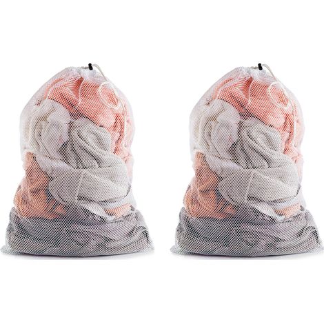 sacs à linge blancs à cordon - 60 x 90 cm