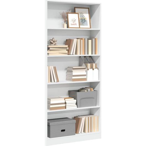 Bücherregal Weiß 80x24x176 cm Holzwerkstoff