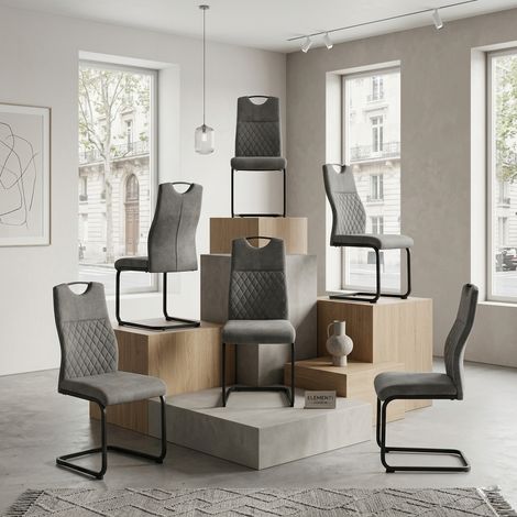 Ensemble de chaises flottantes avec dossier haut et revêtement en tissu (2 chaises, Gris)