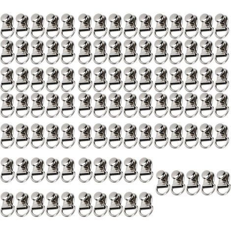 100 jeux de crochets pour lacets, œillets et boucles en laiton pour chaussures, sacs en cuir, outils de rivetage DIY argentés 9x14mm (1/5)