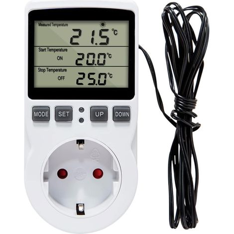 Compteur d'électricité pour prise de courant, compteur de coûts d'énergie, compteur de consommation d'énergie, compteur de courant à double débit, compteur de coût d'énergie avec écran LCD, protection (1/5)