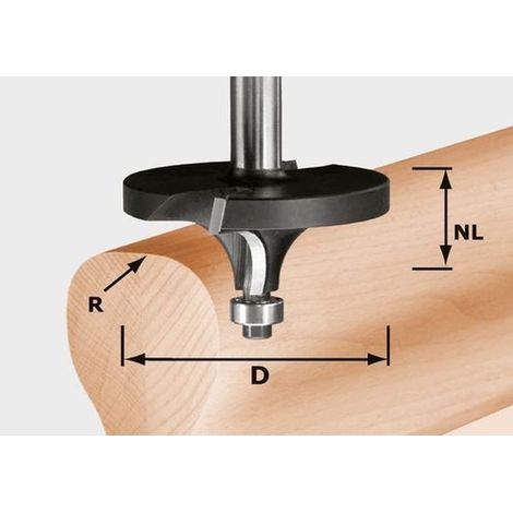 492710 Fraise à moulurer 64mm – Rayon 16mm – Longueur tige 26mm – Pour bois dur – Compatible défonceuses Festool