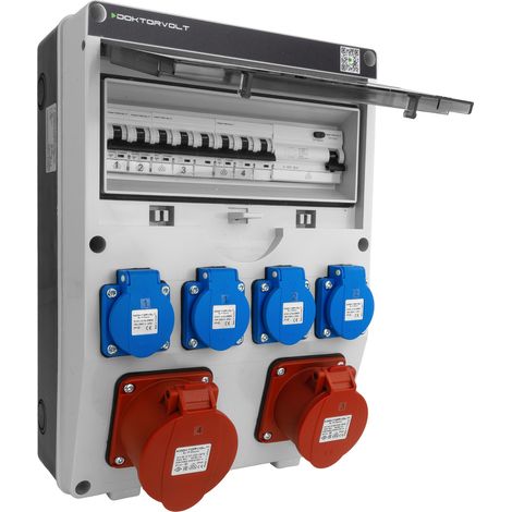 Tableau électrique de chantier TGD-S/FI 32 A/16 A 4 x 230 V avec protections VDE Doktorvolt DV-5541-D (1/5)