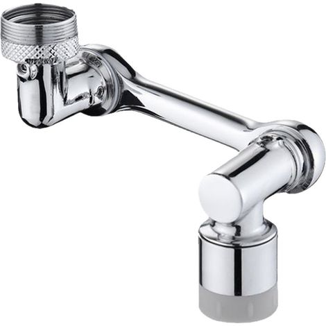 1440 Grad drehbare multifunktionale Wasserhahnverlängerung, Wasserhahnfilterzubehör, 1080°-Luftsprudler mit zwei Wasserauslassmethoden für Küche und Badezimmer – Silber (ganz Messing)