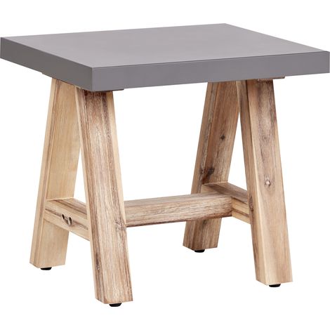 Taburete de jardín de hormigón patas de madera de acacia muebles de exterior gris Tonnare
