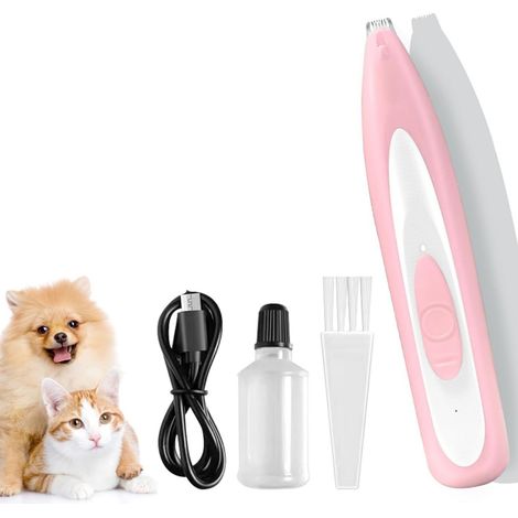 Trimmer Pour Pattes - LED Intégrée - Fonctionnement Silencieux - Rechargeable USB - Pour Pattes Oeil Oreille Visage - Rose (1/5)