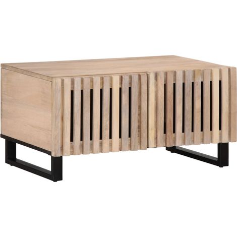 Couchtisch Weiß 80x51x40 cm Massivholz Mango