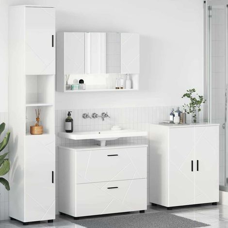 Bathroom Furniture Set with Drawer 4 pcs High Gloss White vidaXL (1/5)