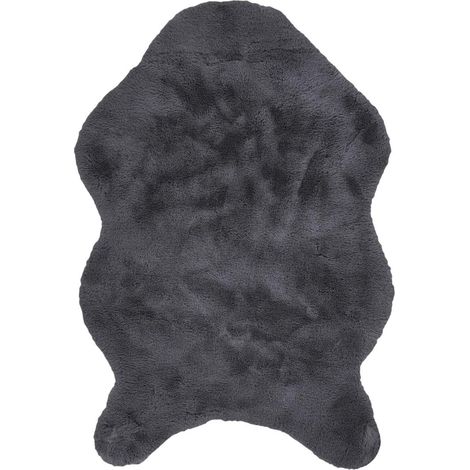 Tapis Forme Peau de Bête 60x90cm Imitation Fourrure Fine Gris Anthracite (1/4)