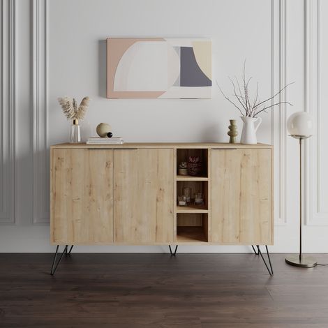 Decortie Clara Console Sideboard Display Unit - Oak (1/4)