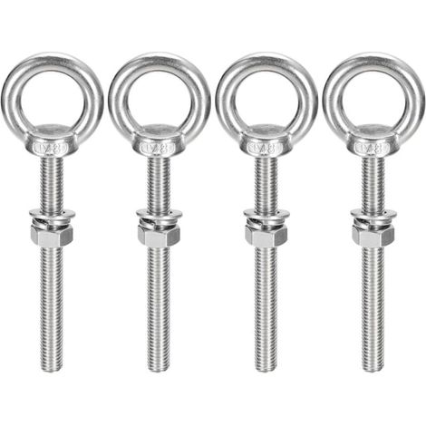 YMYNY, 4 pieces M8 x 100 mm stainless steel eyebolts, metric thread, M8 eyebolt for fastening and hanging
