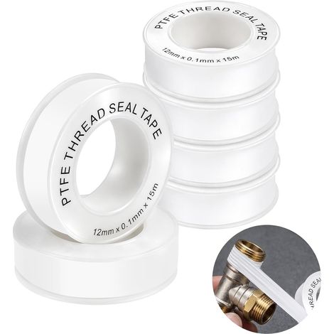Ruban d'étanchéité PTFE, 4 rouleaux de 15 mètres, haute densité résistant à la chaleur et à la corrosion, pour plomberie robinetterie gaz et raccords industriels (1/5)