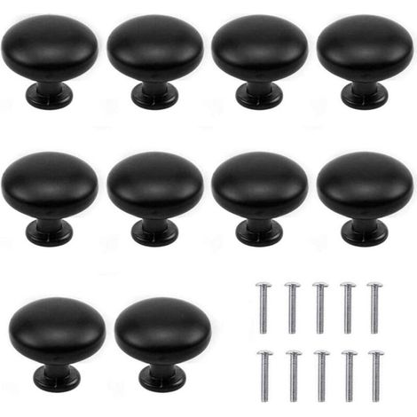 10Pcs Antique Bronze Flower Pattern Round Cabinet Knobs Pull Handles for Cupboard Kitchen Kids Room Safe and Durable (Black) - 30 x