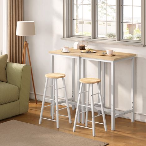 WOLTU Bartisch Stehtisch mit Metallrahmen, Hochtisch Bistrotisch eckig, Bartresen für Bar Küche Wohnzimmer, 60x100x60 cm, Weiß helle Eiche (1/5)