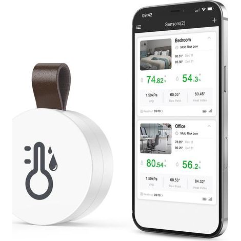 Thermomètre et hygromètre d'intérieur Bluetooth, moniteur de température et d'humidité avec application, stockage de données, thermomètre en réseau, mini thermomètre d'intérieur pour la maison et le b (1/5)