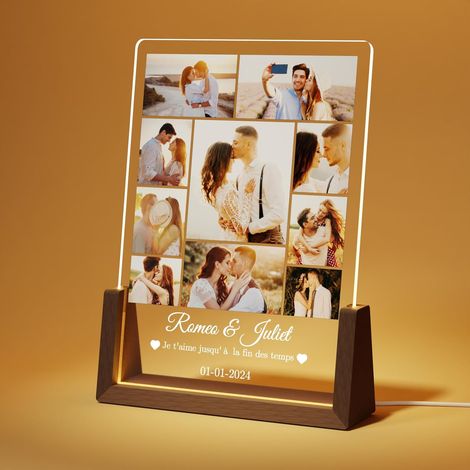 Idée cadeau pour la Saint-Valentin : cadre photo personnalisé, cadeau personnalisé pour homme, couple, anniversaire, cadeau lumineux original (1/5)