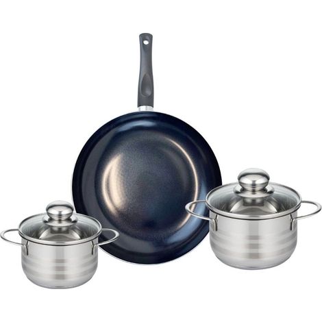 Ensemble de 1 Poêle de cuisson 28 cm et 2 faitouts 14 et 16 cm Elo Prima Brillant (1/5)