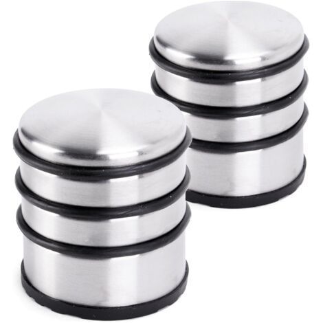 Butée de porte 2 pièces en acier inoxydable brossé mat, diamètre 7 cm, hauteur 8 cm Butée de porte solide, 1 kg, convient également aux portes lourdes 3 anneaux en caoutchouc de haute qualité comme-Ka (1/5)