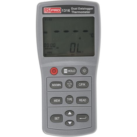 Thermomètre numérique RS PRO 1316, 2 voies de mesure pour E, J, K, N, R, S, T ( Prix pour 1 ) (1/4)