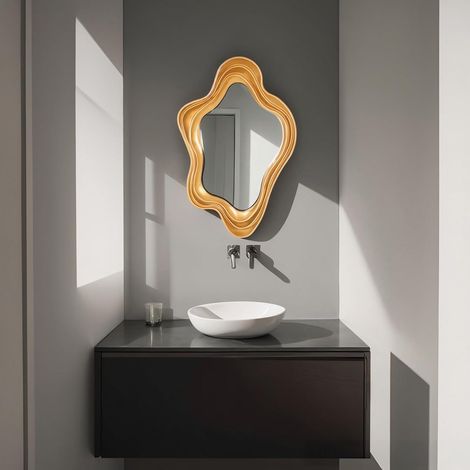 Miroir mural à suspendre avec cadre irrégulier, miroir de maquillage pour salle de bain, salon, chambre à coucher, décoration d'intérieur (A) (1/5)