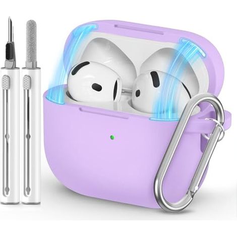 Étui pour AirPods 4 (2024) avec fermeture magnétique, coque de protection en silicone souple pour AirPods 4 d'Apple, kit de nettoyag (1/5)