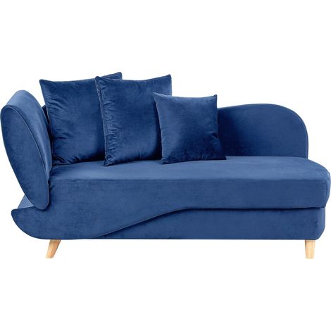 Chaise Longue Versione Sinistra con Contenitore in velluto blu lato sinistro Meri