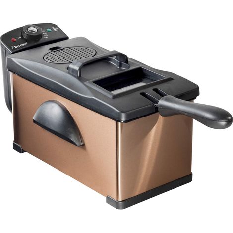 Bestron Friggitrice, friggitrice ad olio con tecnologia a zona fredda, 3,5 litri, con controllo della temperatura, lavabile in lavastoviglie, 2000 watt, colore: Rame (1/4)