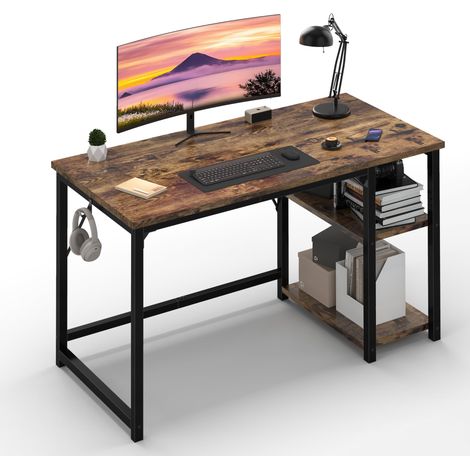 Bureau avec 2 Étagères Réglable 120 x 50 cm, Marron Rustique (1/5)
