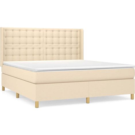 Maison Exclusive - Boxspringbett mit Matratze Creme 160x200 cm St (1/5)