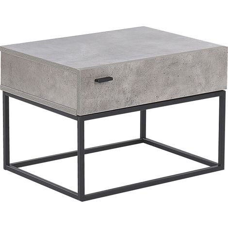 Mesita de noche efecto hormigón base de metal negro estilo industrial Cairo (1/5)